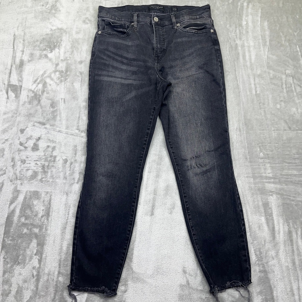 Lucky Brand Womens Black Denim Mid Rise Ankle Skinny Jeans Sz 10 Fits 29" Grunge